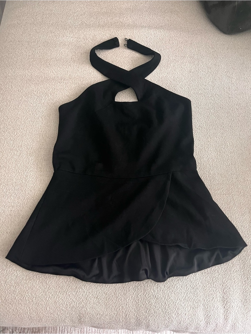 Halston Black Halter Peplum Dress